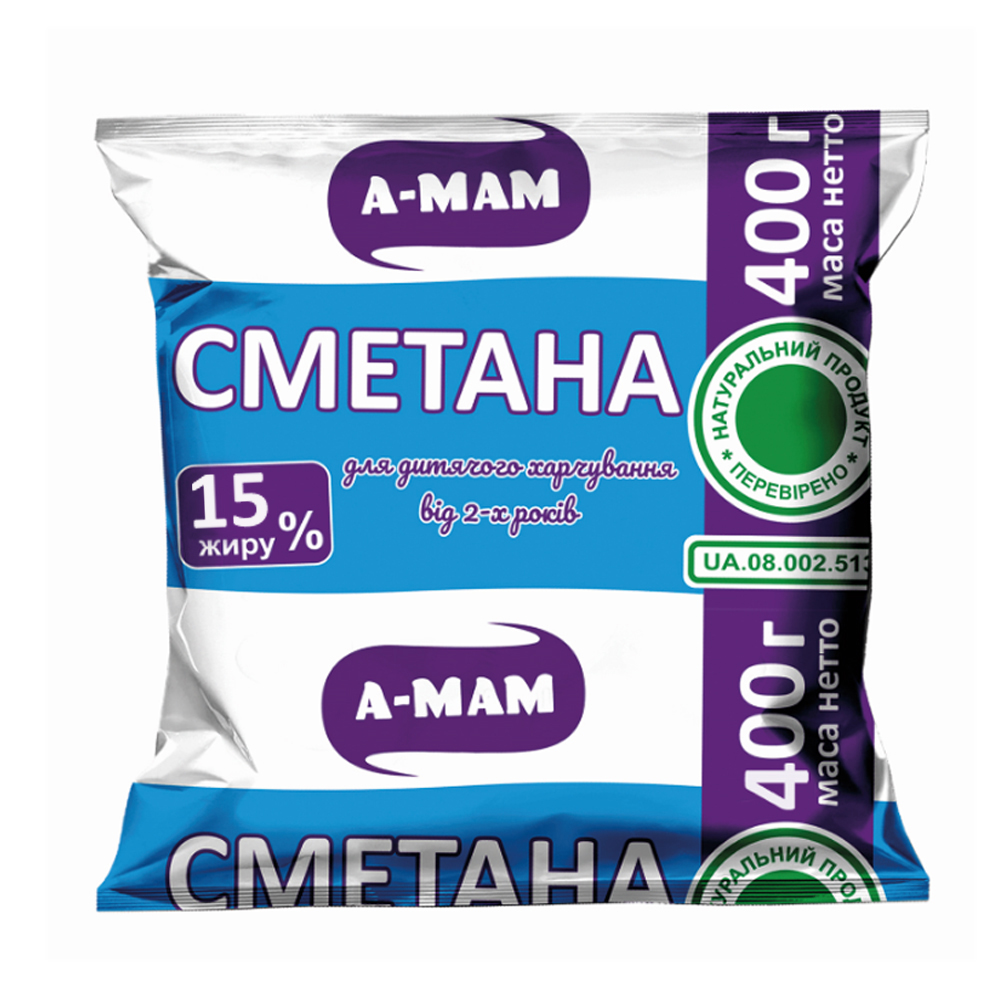 Сметана А-МАМ 15% жиру, 400 г